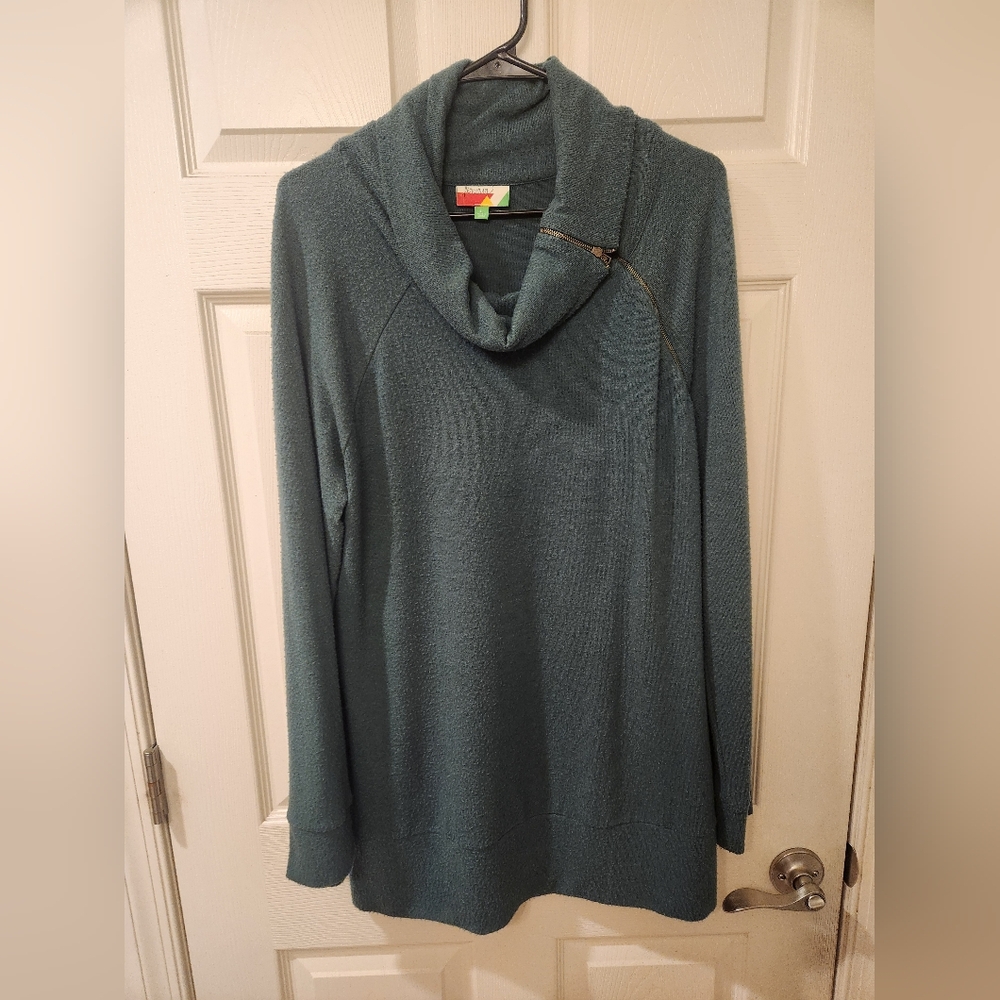 Green Cowl Neck Sweater Dress